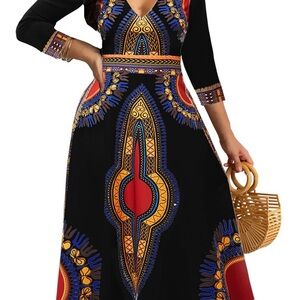 Elegant Multicolored  Patterned Dress